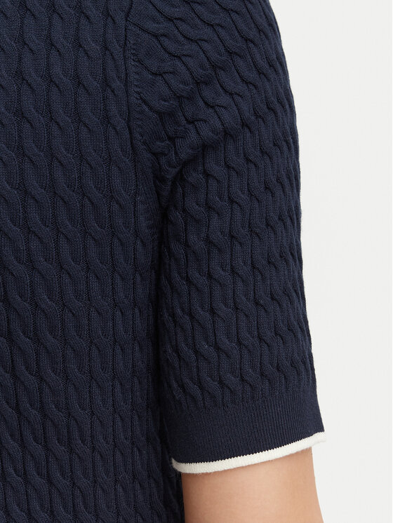 Tommy Hilfiger Tommy Hilfiger Блуза Fine Gg Cable Boat WW0WW50103 Тъмносин Regular Fit