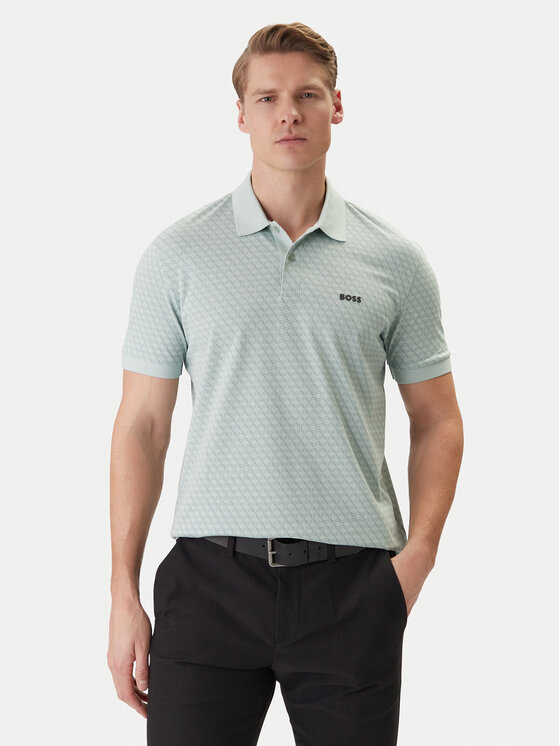 BOSS BOSS Tricou polo PL_GOC Chip Pattern 50554591 Turcoaz Regular Fit
