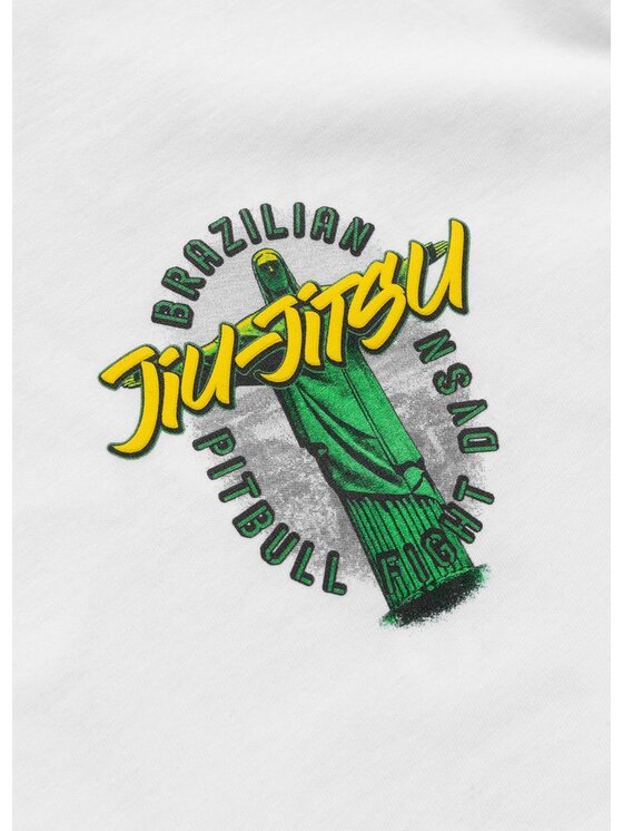 PITBULL PITBULL T-Shirt BJJ FIGHT DVSN Biały Regular Fit