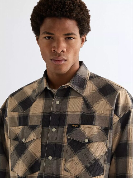 Wrangler Wrangler Koszula WESTERN SHIRT Brązowy Relaxed Fit