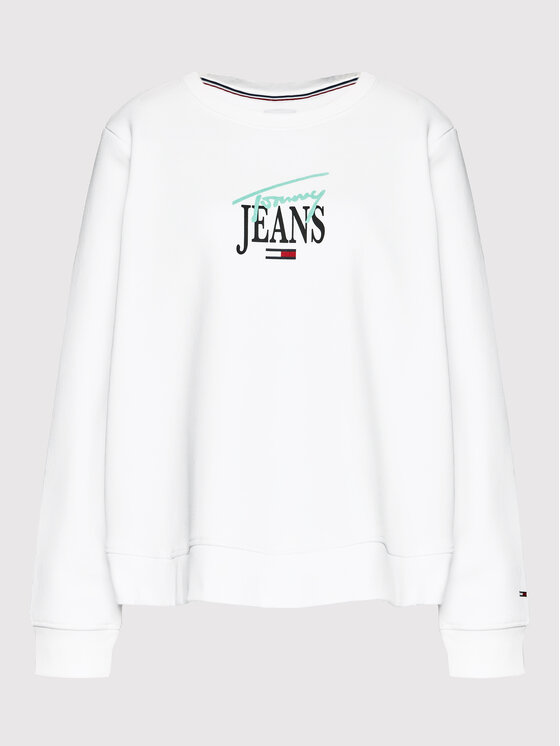 Tommy Jeans Curve Džemperis Essential Logo DW0DW12033 Balta Regular Fit
