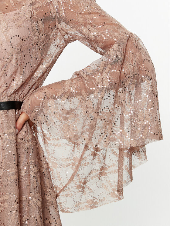 ViCOLO ViCOLO Kokteilinė suknelė TR0261 Smėlio Regular Fit