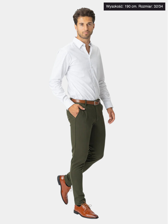 TeeShoppen TeeShoppen Spodnie garniturowe 'Perform Collection' Zielony Slim Fit