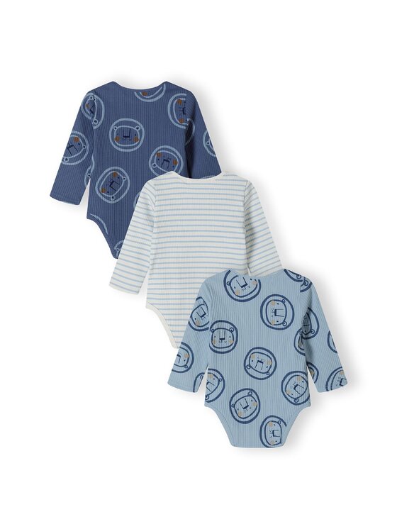 MINOTI MINOTI Komplet 3 par body 21babyrib4 Niebieski Regular Fit
