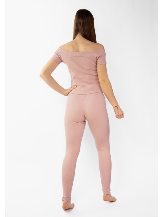 DKaren Sport DKaren Sport Komplet bluzka i spodnie Bayo Różowy Slim Fit