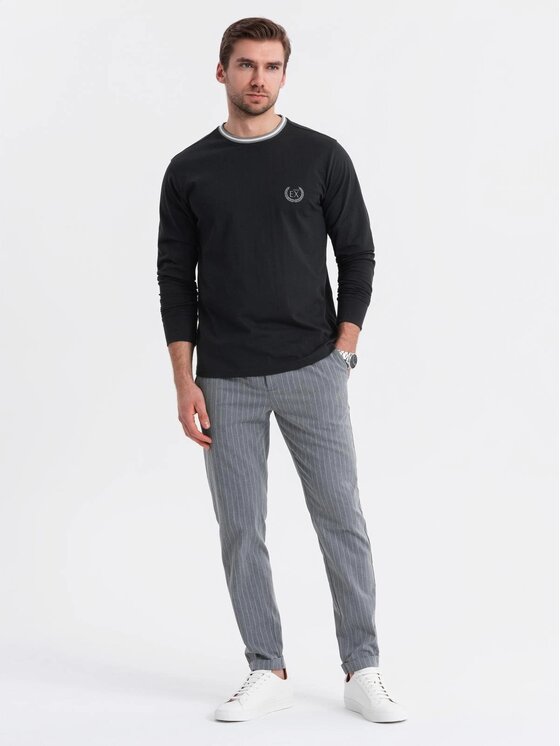 Ombre Ombre Longsleeve OM-LSCL-0128 Czarny Regular Fit