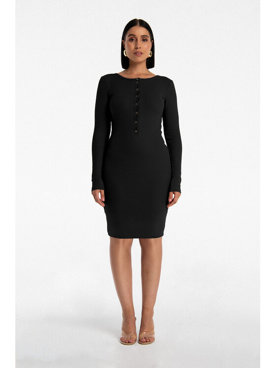 Nudyess Nudyess Vestito di maglia Isla mimi z prążka Nero Fitted Fit