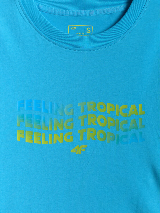 4F 4F T-Shirt BEACHWEAR Niebieski Boxy Fit