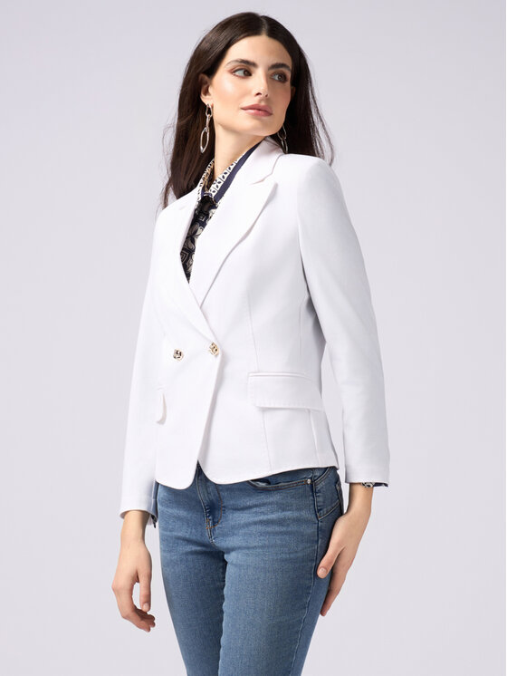 Oltre Oltre Marynarka Q759R104523N011 Biały A-Line Fit