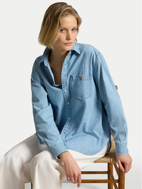 Polo Ralph Lauren Polo Ralph Lauren džínsová košeľa 211B17139001 Svetlo modrá Oversize