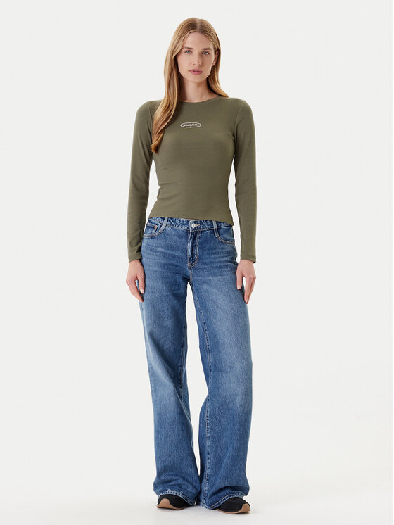 Guess Jeans Guess Jeans Blúzka W5YP38 KA0H1 Kaki Slim Fit