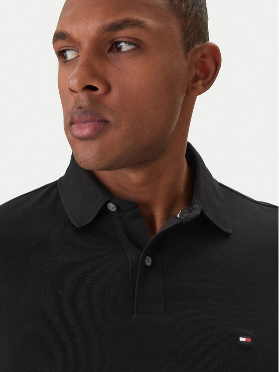 Tommy Hilfiger Tommy Hilfiger Тениска с яка и копчета 1985 MW0MW17770 Черен Regular Fit