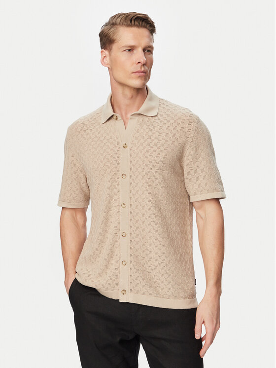 BOSS Koszula H-Nappo 50560494 Beżowy Regular Fit