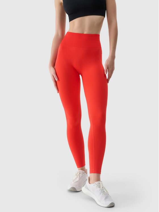 4F 4F Legginsy BASIC+ Czerwony Slim Fit