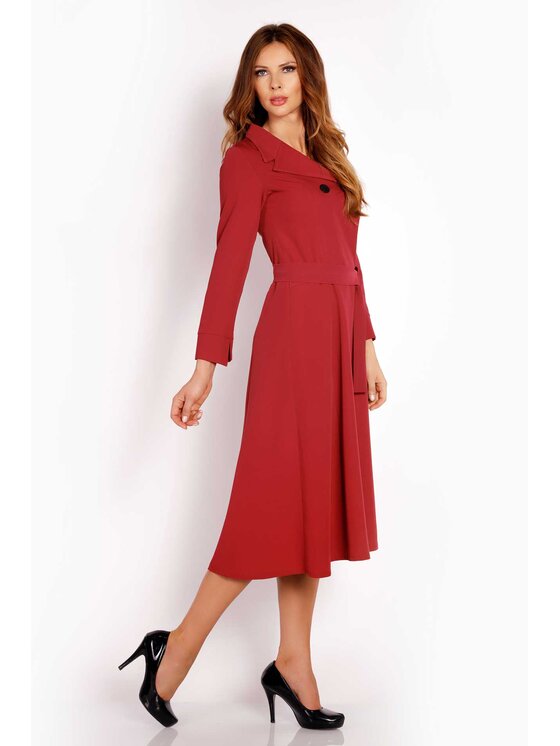 Awama Awama Koktejlové šaty L016 Bordová Basic Fit