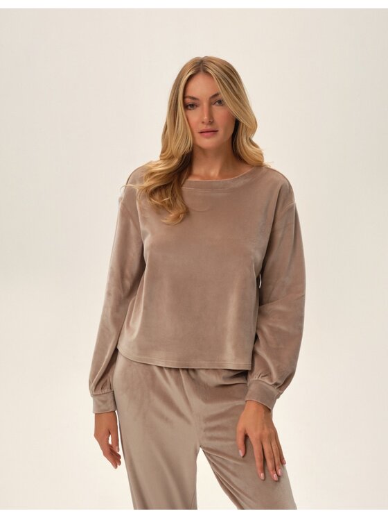 Esotiq Esotiq Piżama 42088 Beżowy Regular Fit
