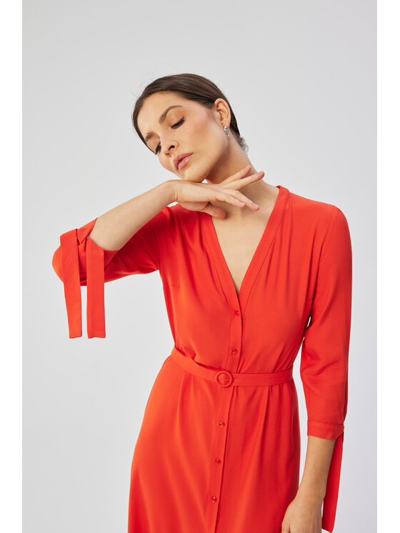 Stylove Stylove Sukienka letnia S365 Koralowy Comfortable Fit