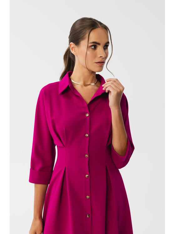 Stylove Stylove Košeľové šaty S351 Fialová Modern Fit