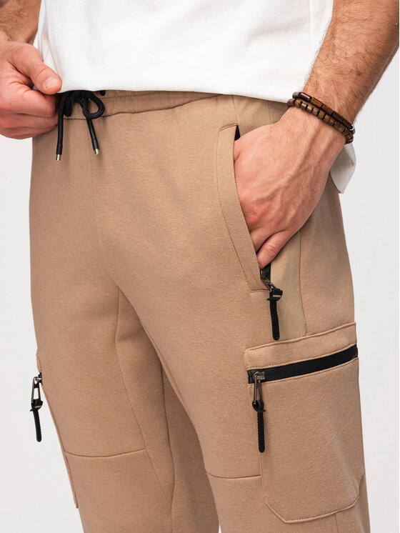 Ombre Ombre Joggery OM-PASK-0222 Beżowy Jogger Fit