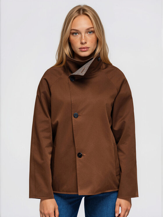 Ombre Ombre Płaszcz przejściowy OW-CT-E0021 Brązowy Regular Fit