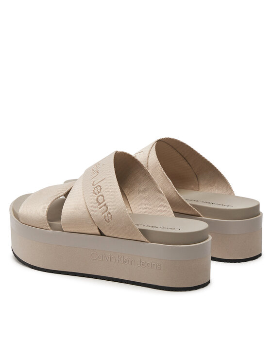 Calvin Klein Jeans Calvin Klein Jeans Шльопанці Flatform Sandal Webbing In Mr YW0YW01361 Бежевий