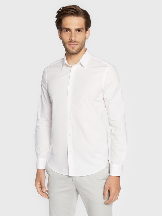 Sisley Sisley Cămașă 5CNX5QL19 Alb Slim Fit