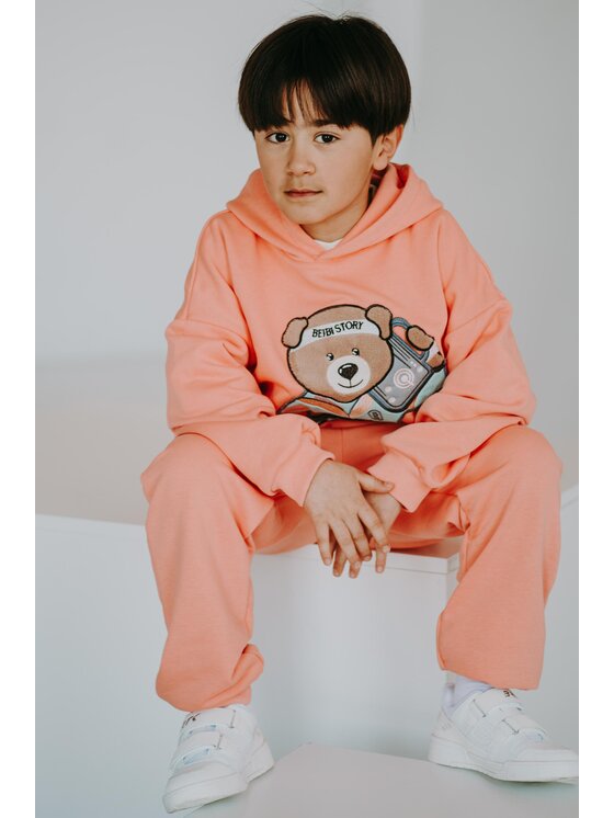 Bejbi Story Bejbi Story Bluza Bluza oversize Funky Teddy z kapturem Pomarańczowy Oversize