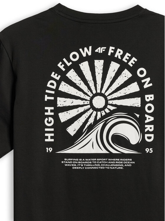4F 4F T-Shirt CATCH THE WAVE Czarny Relaxed Fit