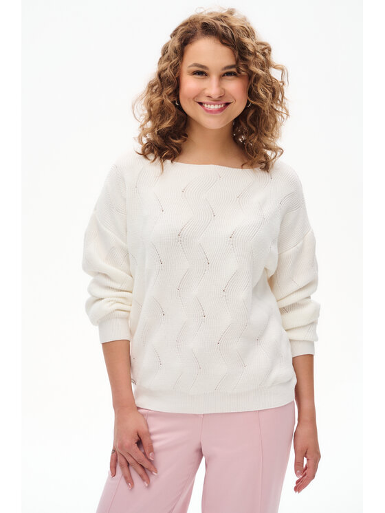 blue shadow blue shadow Sweter Reso Biały Regular Fit