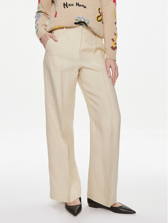 Weekend Max Mara Pantaloni din material Malizia 2415131022 Bej Relaxed Fit