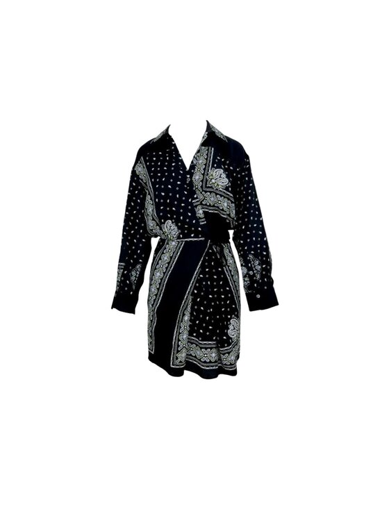 PINKO PINKO Sukienka letnia Abito mesopotamia twill stampa bandana Czarny Regular Fit