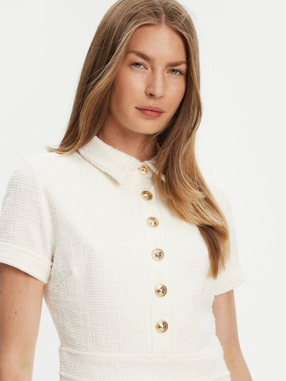 Guess Guess Trikotāžas kleita W5YK18 KCXO2 Écru Regular Fit