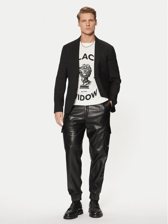 HUGO HUGO Панталони от имитация на кожа Geza2511 50534827 Черен Regular Fit
