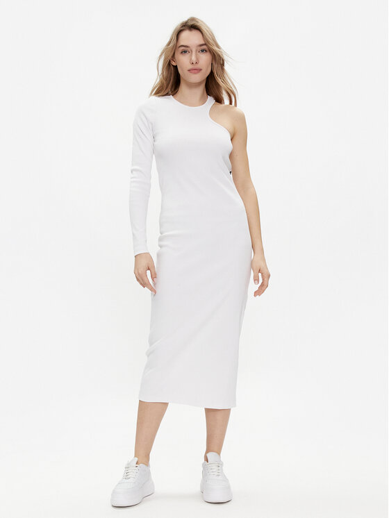 REPLAY Replay Трикотажна сукня W9074.000.23587 Білий Slim Fit
