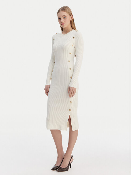 Guess Guess Trikotažinė suknelė W6RK06 Z2YJ2 Écru Regular Fit