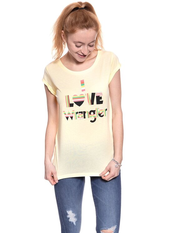 Wrangler Wrangler T-Shirt I LOVE TEE Żółty Regular Fit
