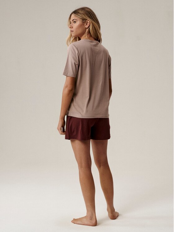 Atlantic Atlantic Piżama Embroidery Bordowy Oversize