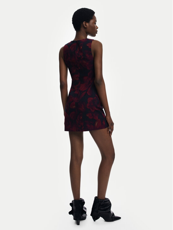 Desigual Desigual Koktel haljina Petofrunce 25WWVW20 Tamnocrvena Slim Fit