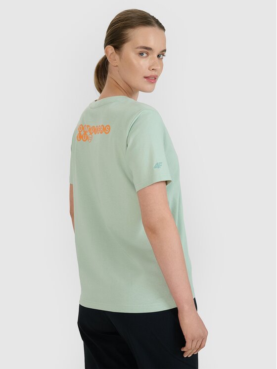 4F 4F T-Shirt 4FWSS25TTSHF2238-47S Zielony Oversize