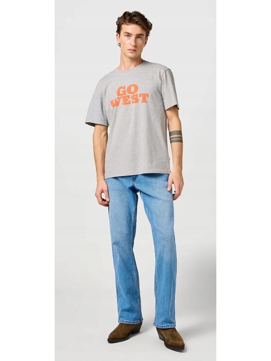 Wrangler Wrangler T-Shirt Graphic Tee Szary Regular Fit