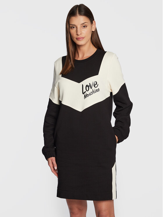 LOVE MOSCHINO Pletena Obleka W5C9601M 4055 Črna Regular Fit