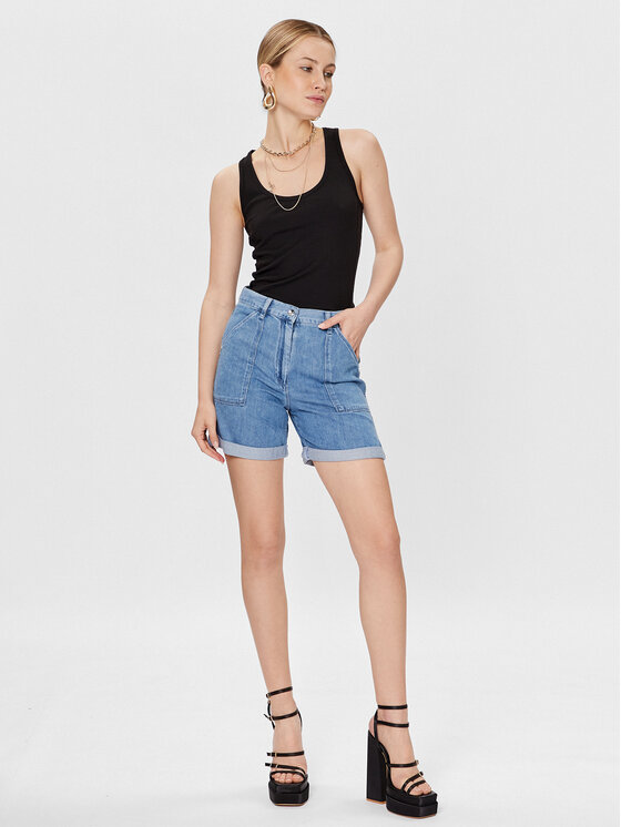 Patrizia Pepe Patrizia Pepe Pantaloni scurți de blugi 2P1478/D9A0-C959 Bleumarin Relaxed Fit