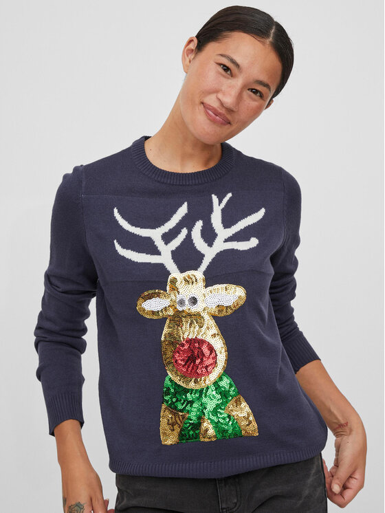 Vila Vila Sweater Cupid 14081817 Sötétkék Regular Fit