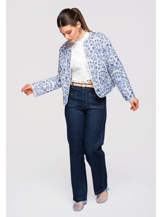Ombre Ombre Kurtka przejściowa OW-JALP-0132 Niebieski Loose Fit