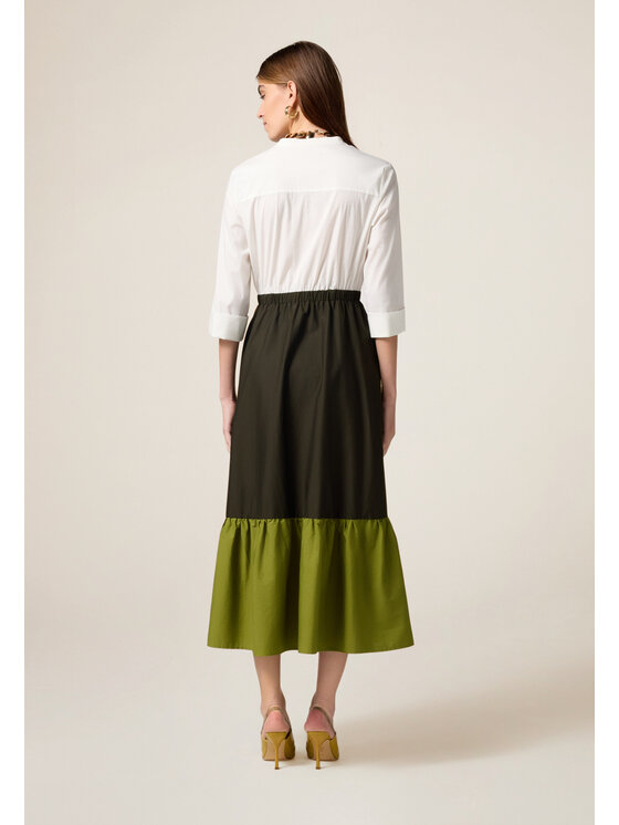 Oltre Oltre Vestito elegante 7700R004808N0S5 Verde Flared Fit