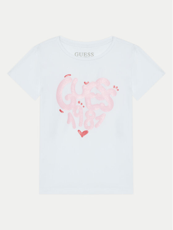 Guess Guess Tricou K5RI02 K6YW4 Alb Regular Fit