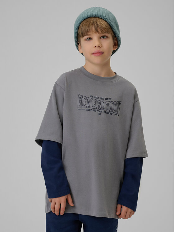 4F 4F Bluza CAMPUS VIBES Szary Loose Fit