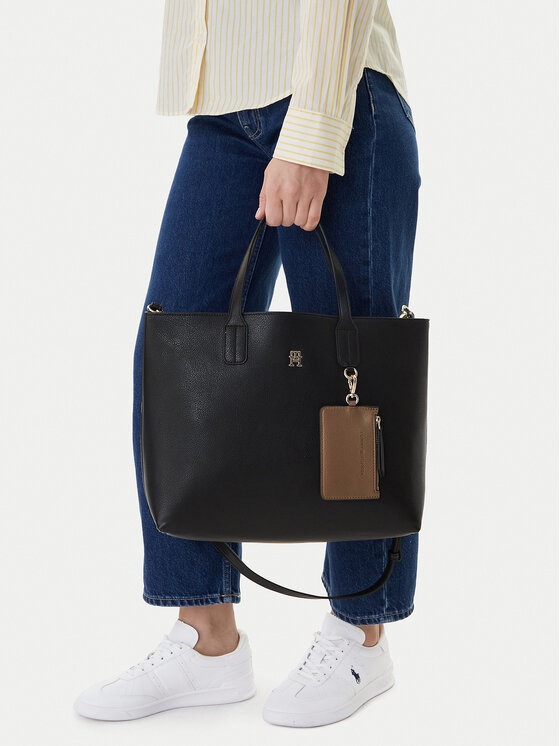 Tommy Hilfiger Geantă Th Icon Satchel AW0AW18122 Negru