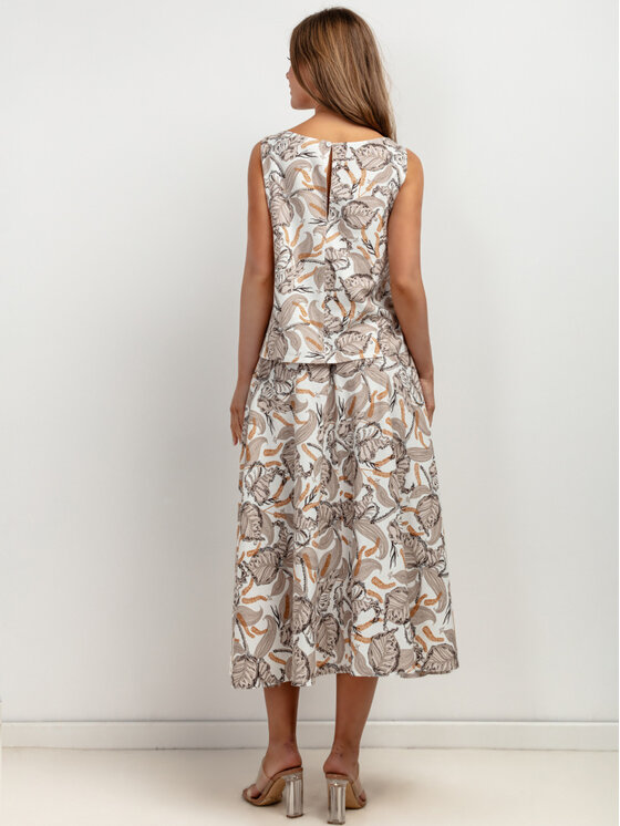 Tessita Tessita Spódnica midi T424/2/XXL Beżowy A-Line Fit
