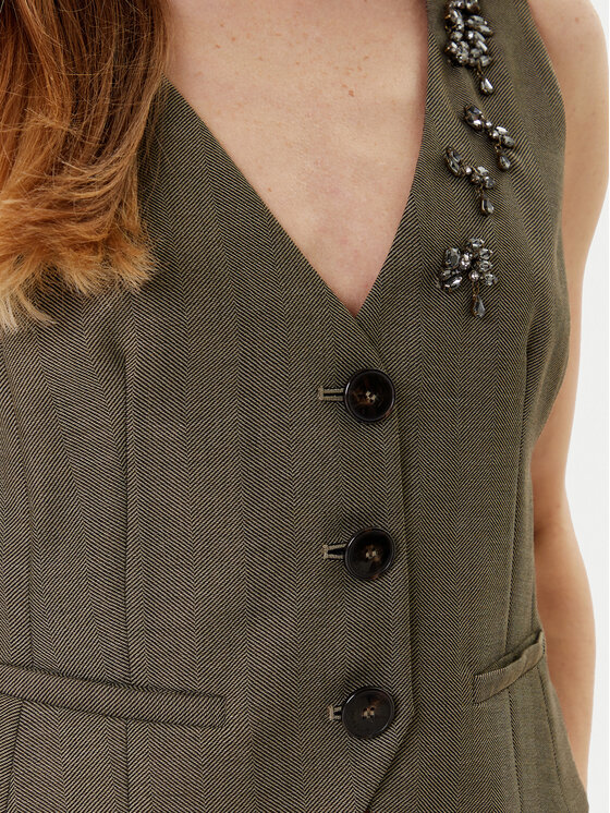 Marella Marella Gilet da completo Cantico 2523156031 Cachi Slim Fit